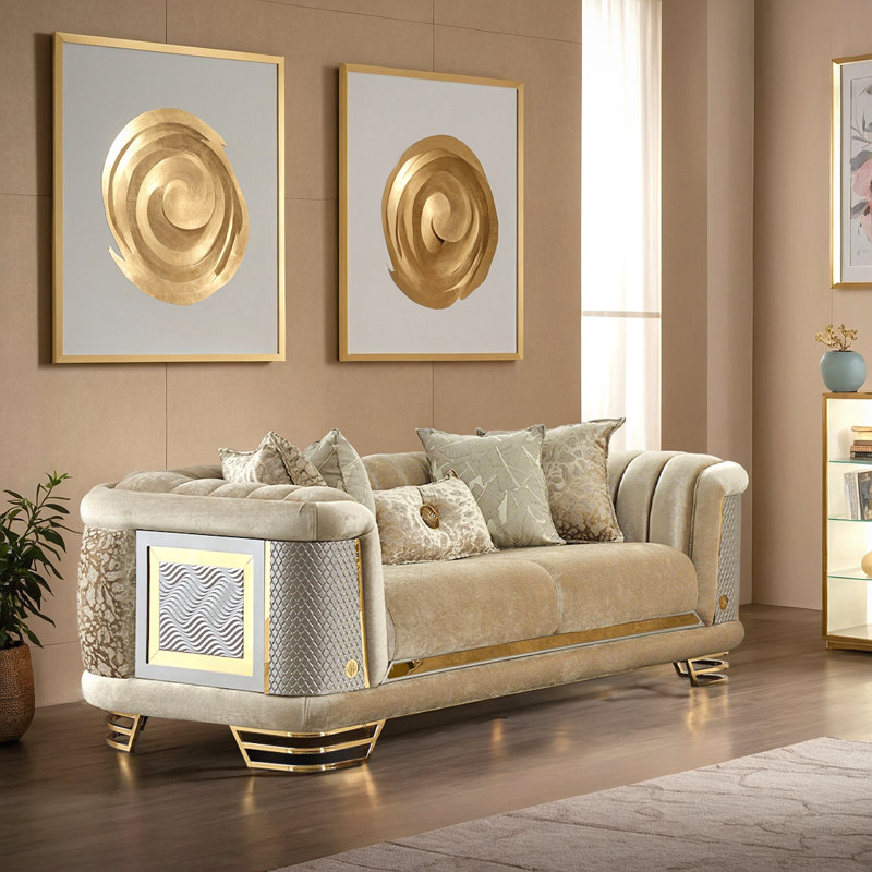 Everly Quinn Heink 3 - Piece Velvet Living Room Set & Reviews
